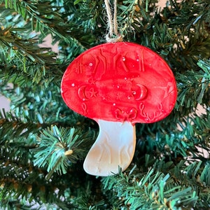 Red Toadstool Mushroom Ornament | Handmade Christmas Ornaments | Ceramic Ornament | Christmas Tree Decoration | Pottery Mushroom Gift
