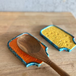 Bright Ceramic Spoon Rest | Handmade Pottery Spoon Rest | Cooking Spoon Holder | Utensil Holder | Foodie Gift | Fun kitchen decor