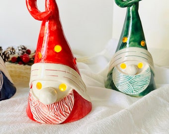 Holiday Gnomes | Garden Gnomes Luminary | Handmade Ceramic Gnomes | Christmas Gnome | Handmade Gift Gnome | Christmas Gift