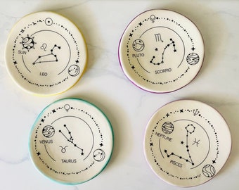 Astrology Ring Dish / Zodiac Ring Dish  / Fun Ring Dish/ Constellation Ring Dish / Pottery Ring Dish