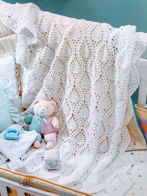 Vintage Crochet Pattern Pineapple Baby Afghan PDF Instant Digital Download Motif Christening Throw Blanket Baby Shower Gift Etsy Canada
