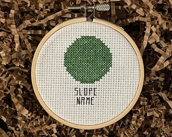 Ski & Snowboard Green Circle PDF Cross Stitch Pattern