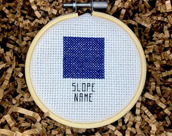 Ski & Snowboard Blue Square PDF Cross Stitch Pattern