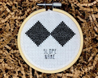 Ski & Snowboard Double Black Diamond PDF Cross Stitch Pattern
