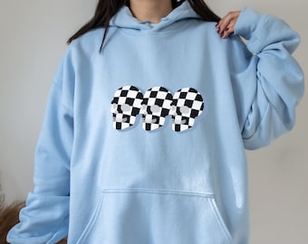 Checkered Skull Gildan Hoodie, Gothic Emo Sweatshirt