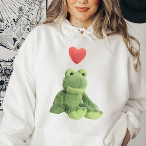 Frog Hoodie, Cute Frog Sweatshirt, Frog Shirt, Kawaii Hoodie, Kawaii Frog Sweatshirt, Vintage Frog Hoodie, Frog Lover Gift, Frog Hoodies