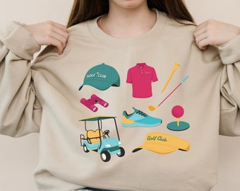 Retro Golf Graphic Sweatshirt, Ladies Golf Pullover