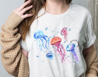 Jellyfish Shirt, Ocean Life Shirt, Sea Animals Tshirt, Marine Biology Shirt, Aesthetic Ocean Sea Shirt, Jellyfish Graphic Tee, Ocean Gift