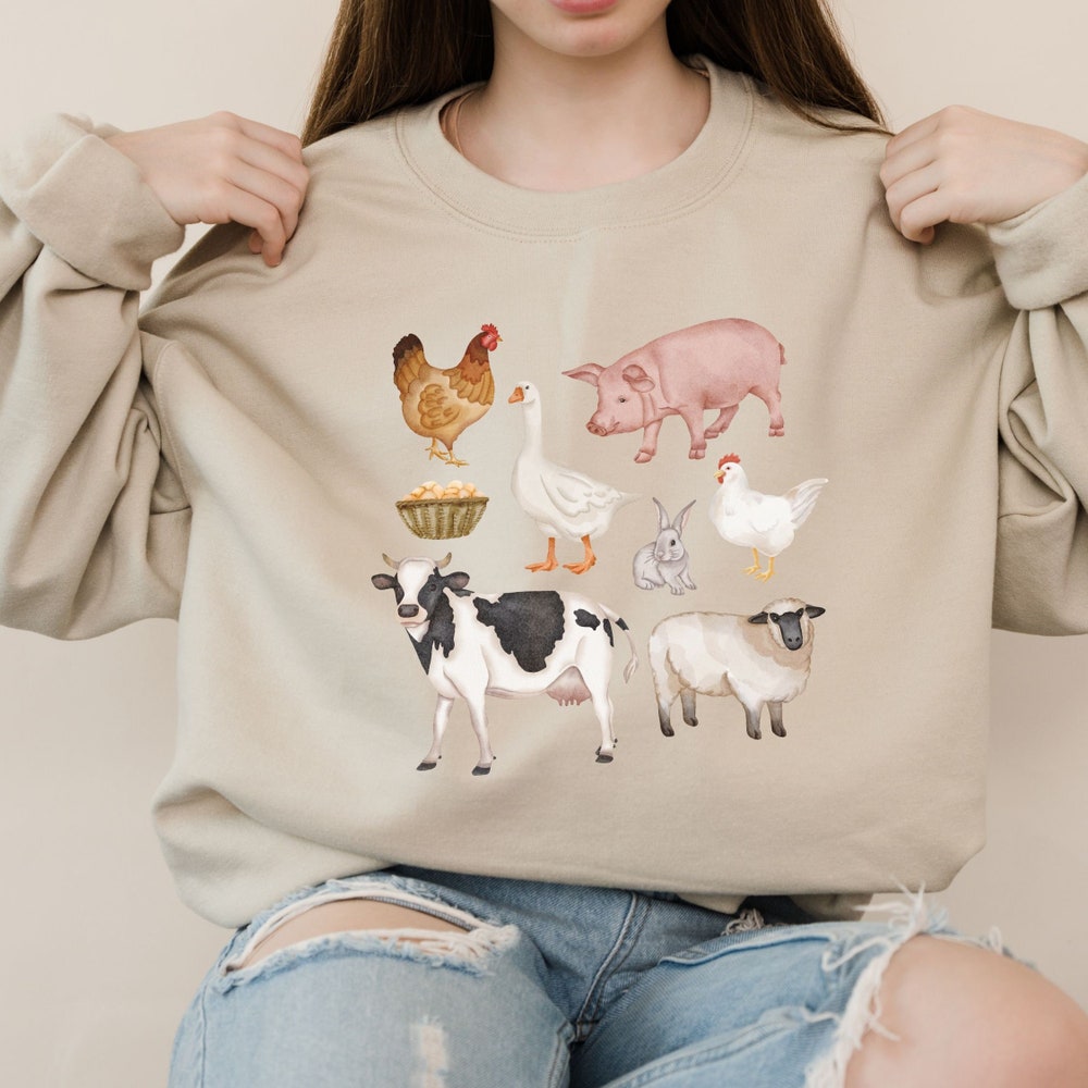 Farm Sweatshirt, Chicken Sweatshirt, Farm Animals Sweatshirt, Country Sweatshirt, Pig Sweatshirt, Thanksgiving Sweatshirt, Cottagecore Shirt Animood Collections