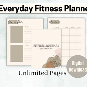 Cute Fitness Planner, Weight Tracker, Exercise Tracker, Weight Loss, Fitness planner, Health journal, Fitness Journal, cute health journal