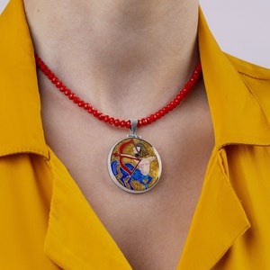 Sagittarius Zodiac Pendant Necklace in Sterling Silver, Handmade Cloisonné Enamel, Unique Astrology Gift, Wearable Art Jewelry