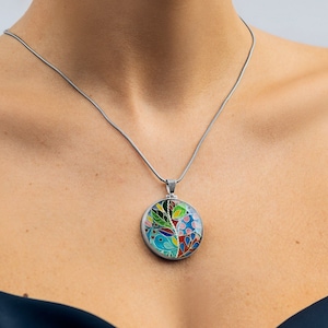 Bluebird of Happiness Sterling Silver Necklace, Cloisonné Enamel Pendant, Unique Artisan Crafted, Perfect Gift Idea, Wearable Art