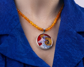 Aries Zodiac Pendant Necklace in Sterling Silver, Handmade Cloisonné Enamel, Unique Astrology Gift, Wearable Art Jewelry