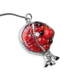 Eternal Aphrodite Pomegranate Dangle Earrings in Sterling Silver, Cloisonné Enamel, Unique Artisan Jewelry, Ideal Gift, Wearable Art image 3