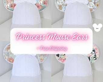 Hoed met prinsessenoren | Pet met bloemen prinsessenoren | Ariel Belle Mulan Assepoester Jasmijn | Op Disney geïnspireerde hoed volwassenen kinderen
