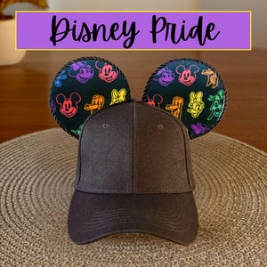Disney Pride Mouse Ear Hat – Comfortable Mickey Ears Baseball Cap for Adults, Adjustable Disney Hat, Minimalist Park Outfit Accessory