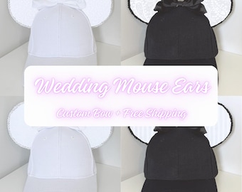 Gorro con orejas de ratón para novios / Gorro de boda inspirado en Disney / Gorro de luna de miel con temática de parques temáticos para adultos y niños