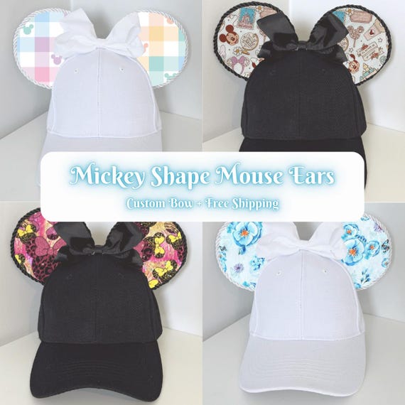 Mickey Shape Mouse Ears Hat | Disney Inspired Ears Cap | Floral, Cheetah, Rainbow Plaid, Parks and Character Prints | Adults & Kids