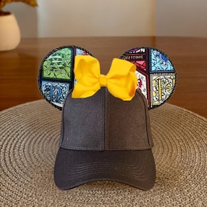 Hogwarts Houses Harry Potter Griffendor Slytherin Ravenclaw Slytherin Mouse Ears Hat - Custom Bow Color Baseball Cap for Disney Adults & Kid