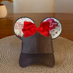 Mauraders Map Harry Potter Mouse Ears Hat - Choose Your Bow Color | Disney Baseball Cap for Adults & Kids