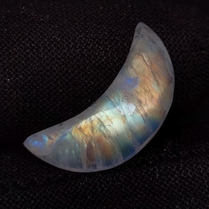 Moonstone Shape Rainbow Moonstone Cabochon, Size- 20x7x5 MM, 6.00Cts, Golden Fire Rainbow Moonstone Loose Gemstone, For Jewelry Making Stone