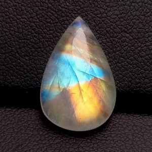 Magical Blue-Gold Flash Rainbow Moonstone, 8 Carat, Natural Teardrop Cabochon, size-17x11x4 MM, Top Grade Moonstone Loose Gemstone,
