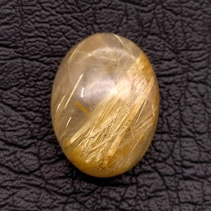 Golden Rutilated Quartz Cabochon: Oval Healing Gemstone for Jewelry Making
