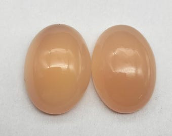 Natural Peach Moonstone Oval Cabochon Gemstone, Silky Sheen Loose Stone (10x14x6mm) Best For Jewelry Making