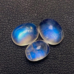 Blue Flash Rainbow Moonstone Lot 6 Ct Oval Shape Cabochon Gemstone, Top Quality Natural Moonstone 9x7 To 8x6 MM, For Jewelry Making