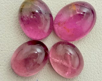 Natural Pink Tourmaline Cabochon Lot, 9. Carat, Oval Shape, Size-(8x7mm, 8x10mm, 9x7mm) Loose Gemstone Jewelry Making, Healing & Collectors