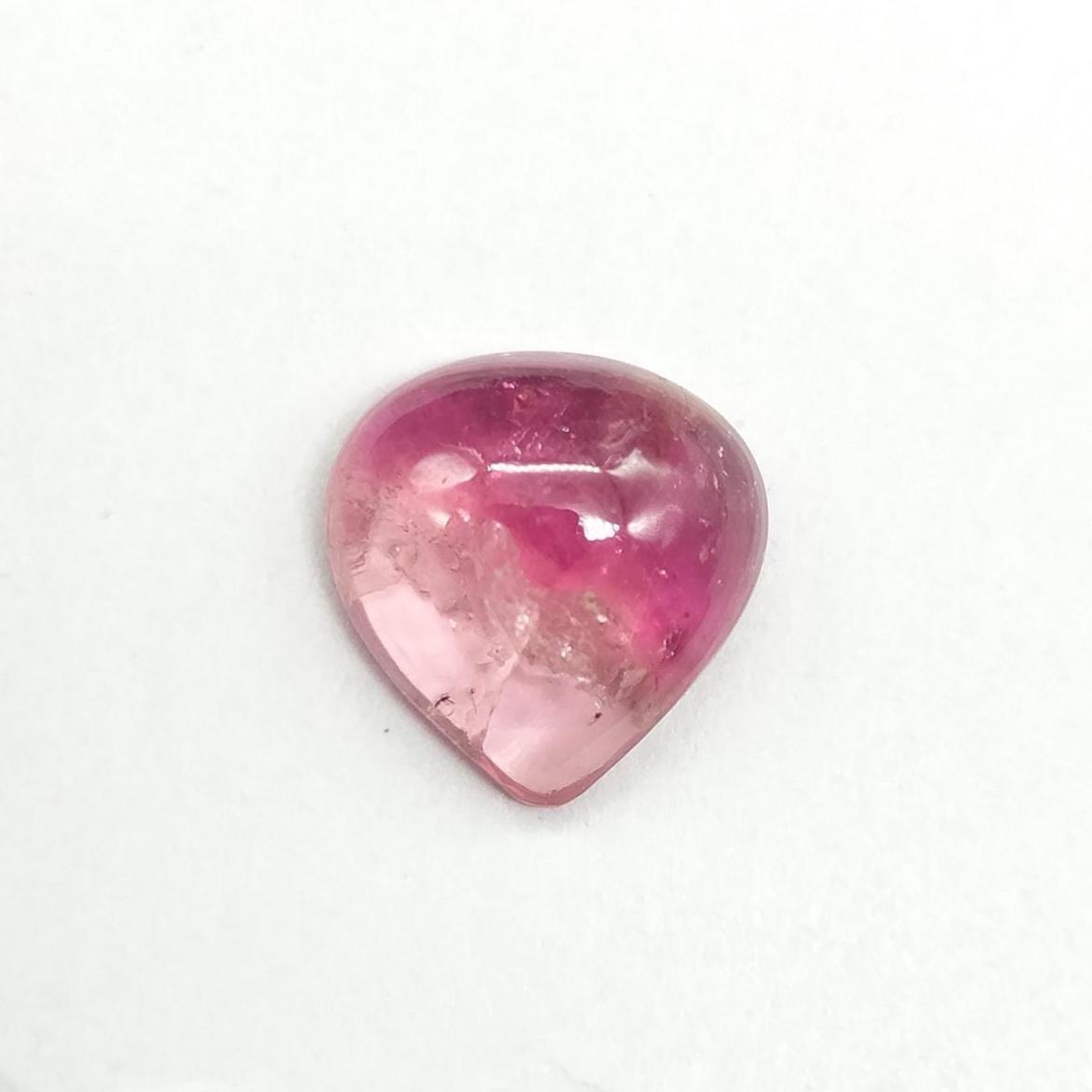 Radiant 3.70 Carat Pink Tourmaline Cabochon, Heart Shape Size- 10x11x4 mm, Natural Tourmaline Gemstone for Jewelry Making & Collection