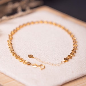 Real 18K Wheat Chain Bracelet, 3.5mm,  Herringbone Ladies Chain, Adjustable, Gift For Her, Birthday Gift, Anniversary Gift, Christmas Gift