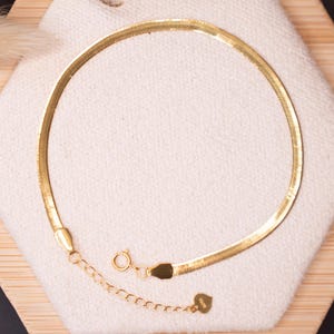 18K Solid Gold Herringbone Chain Bracelet, 3mm, Au750, Adjustable,  Gift For Her, Birthday Gift, Anniversary Gift, Christmas Gift