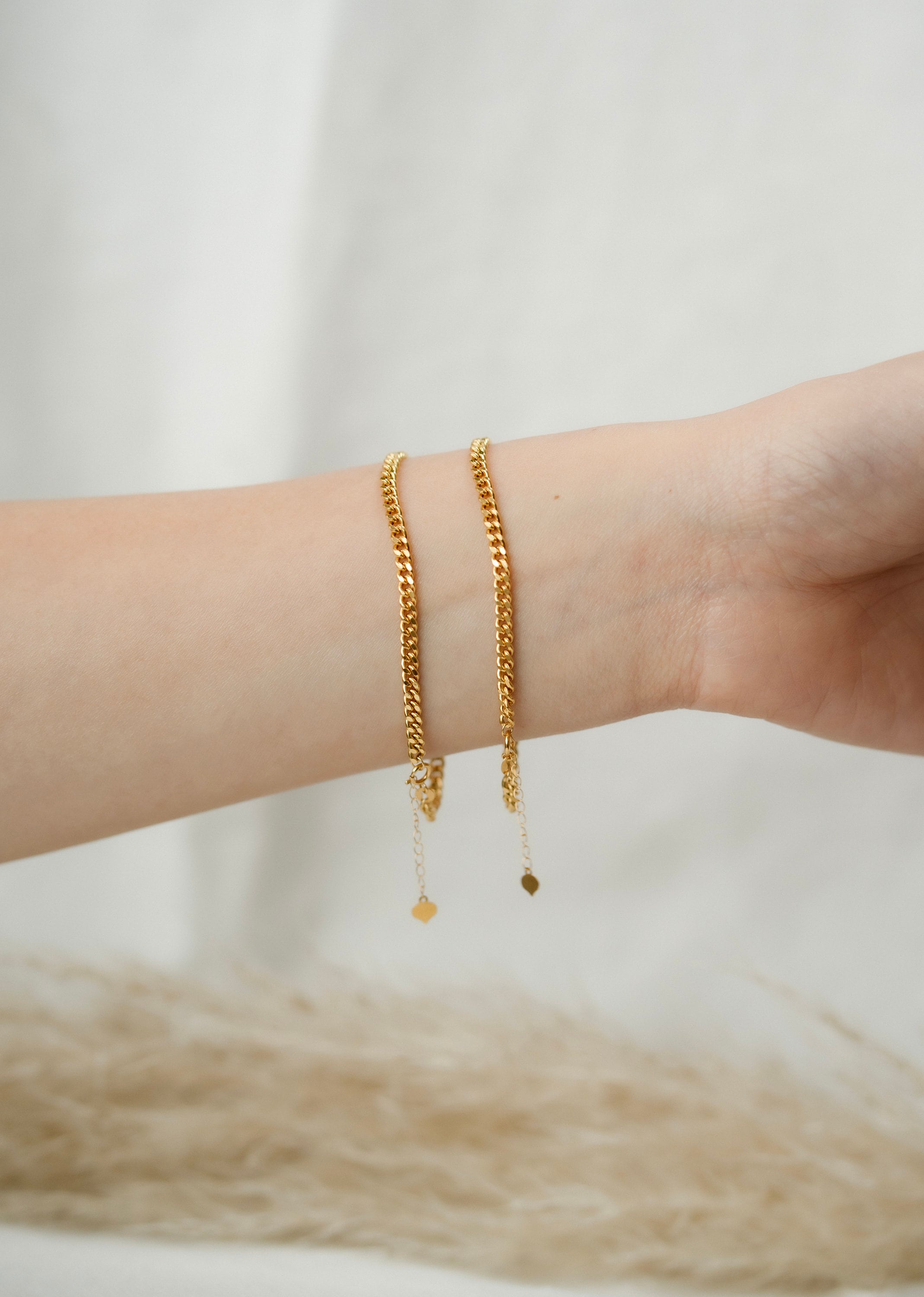 アクセサリー everyone 18k gold simple bracelet 19cm 18K Solid Gold Curb Bracelet, Adjustable Gold Chain Bracelet