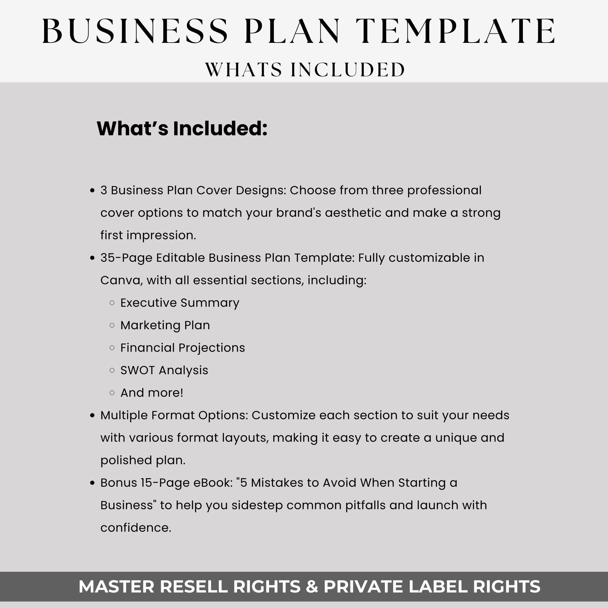 Editable Business Plan Template: Canva Startup Guide + Bonus Ebooks (35 ...