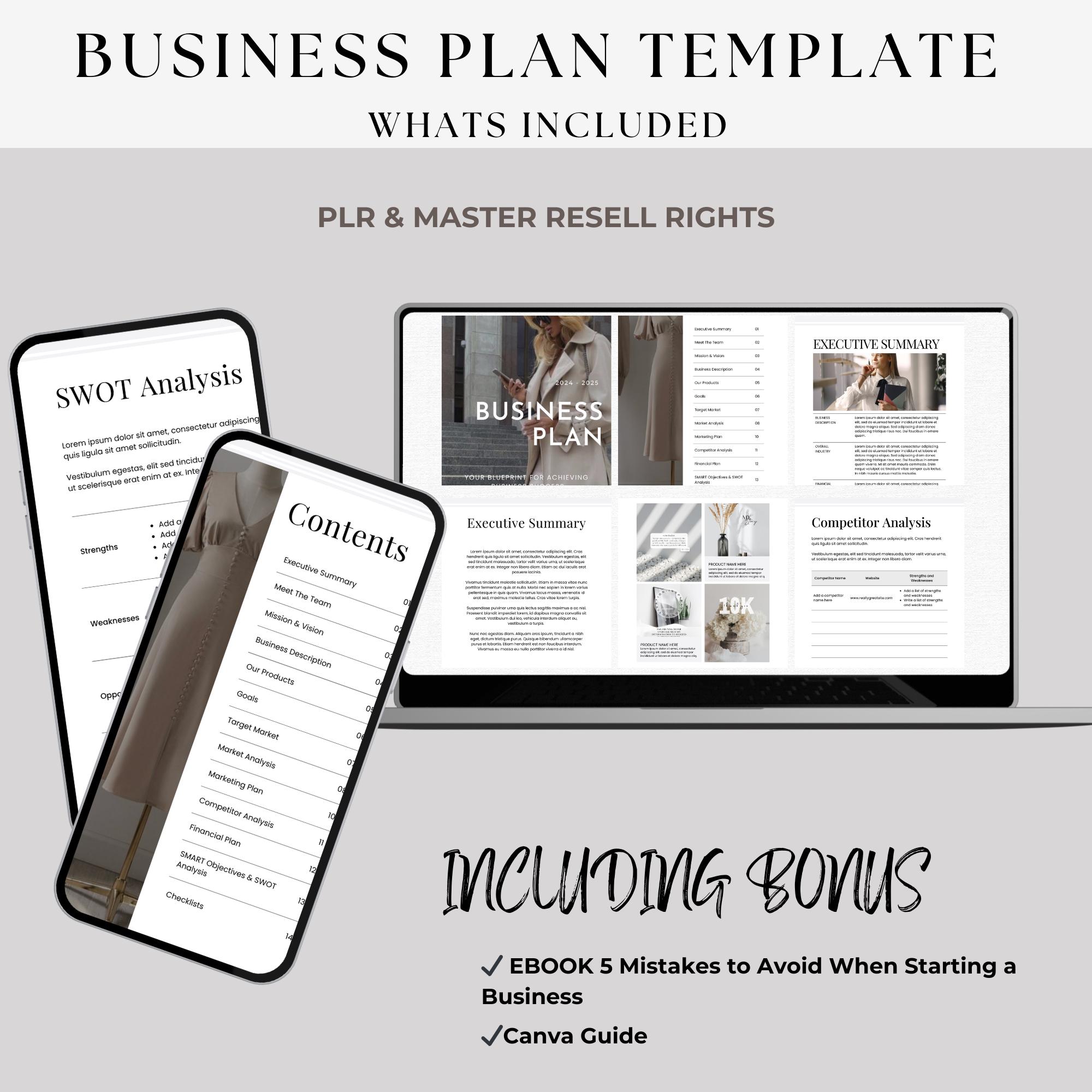Editable Business Plan Template: Canva Startup Guide + Bonus Ebooks (35 ...