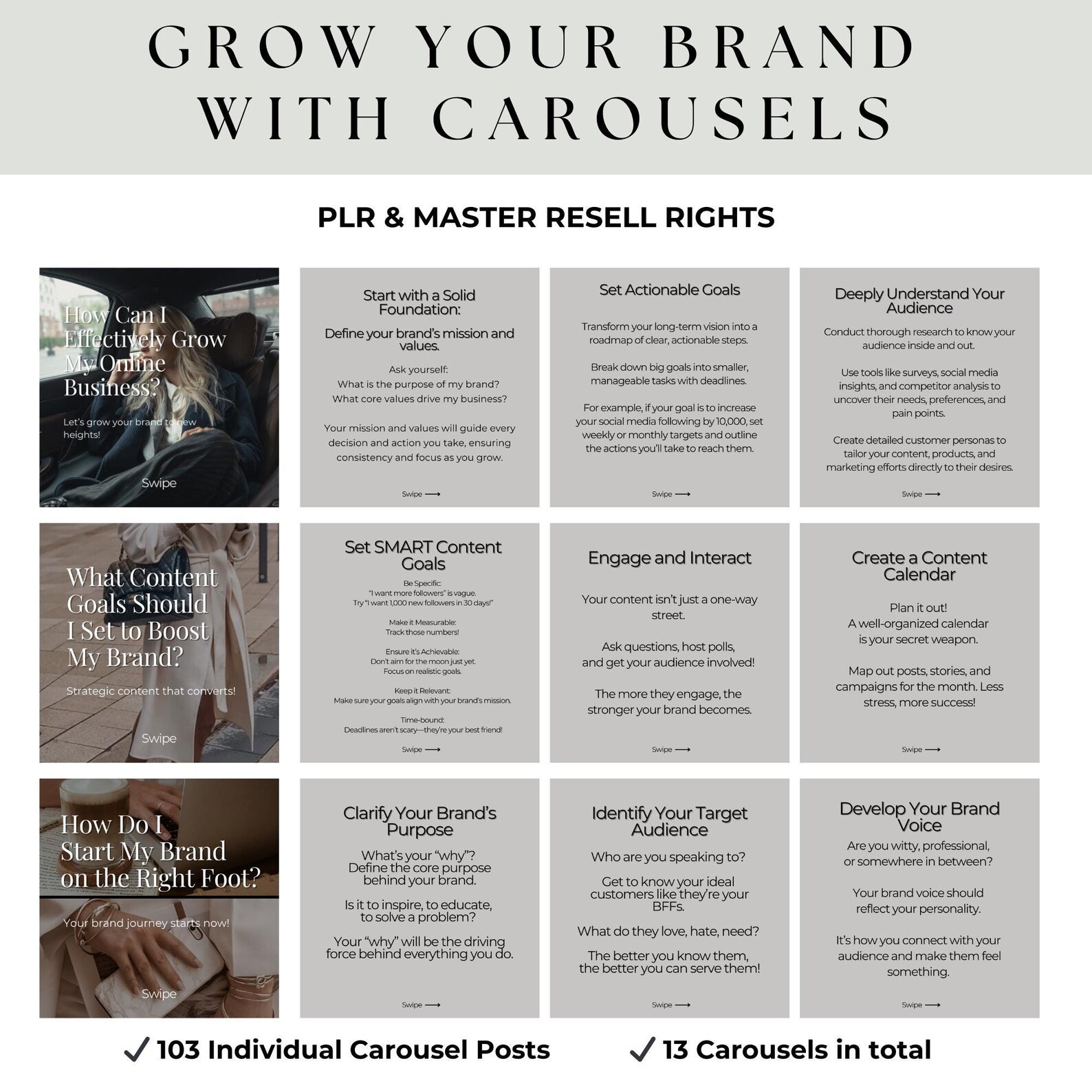 Seamless Instagram Carousel Templates | Canva Editable Posts | Time ...