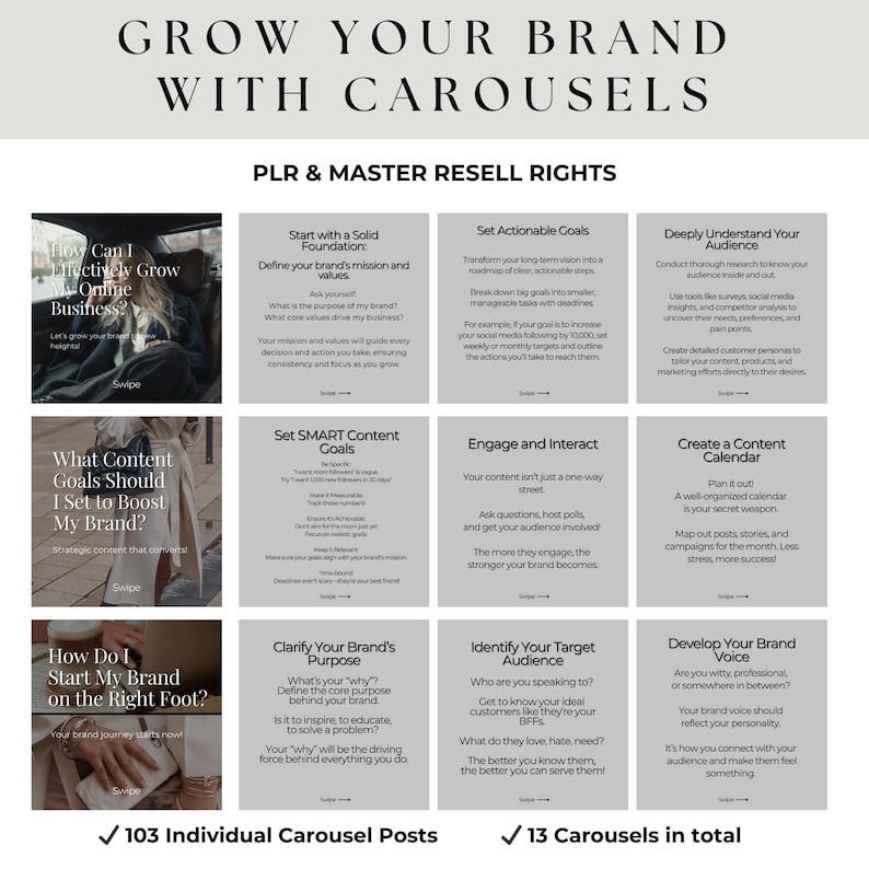 Seamless Instagram Carousel Templates | Canva Editable Posts | Time ...