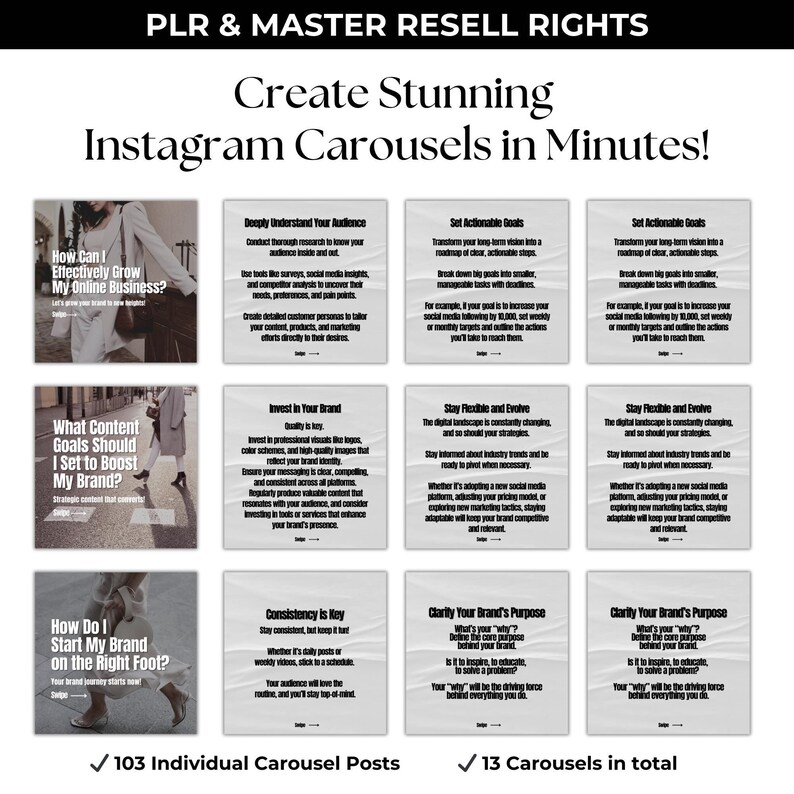 Instagram Carousel Templates | Canva Editable 1080x1080 Posts | Social ...