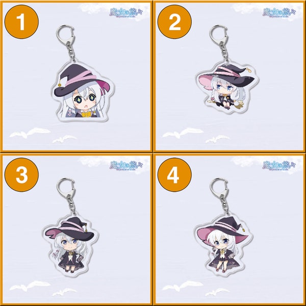 Set of 2pcs Wandering Witch The Journey of Elaina Anime Comic Game Cute Acrylic Charm Keychain