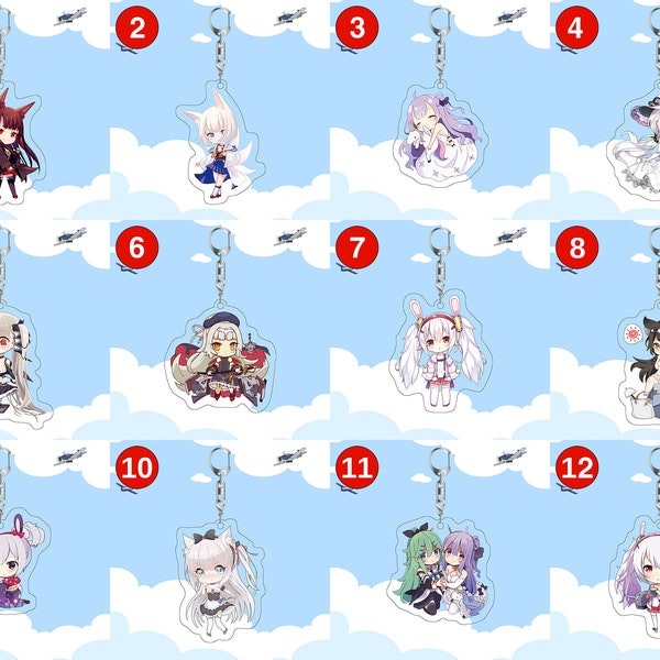 Set of 2pcs Azur Lane Anime iOS Android Game Cute Acrylic Charm Keychain