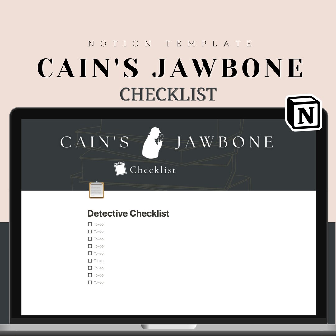 Detective Checklist for Cain's Jawbone Notion Template Etsy