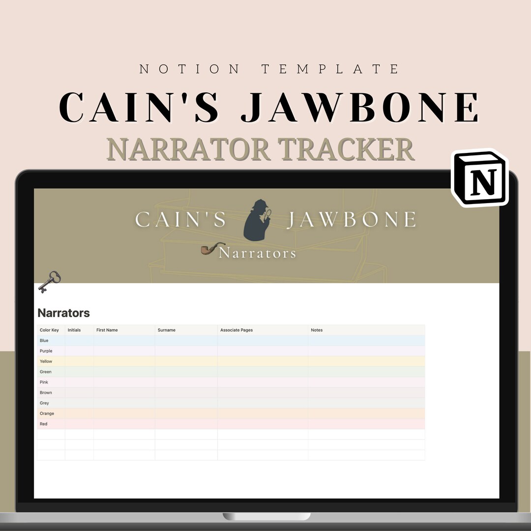 Narrator Tracker for Cain's Jawbone Notion Template Etsy