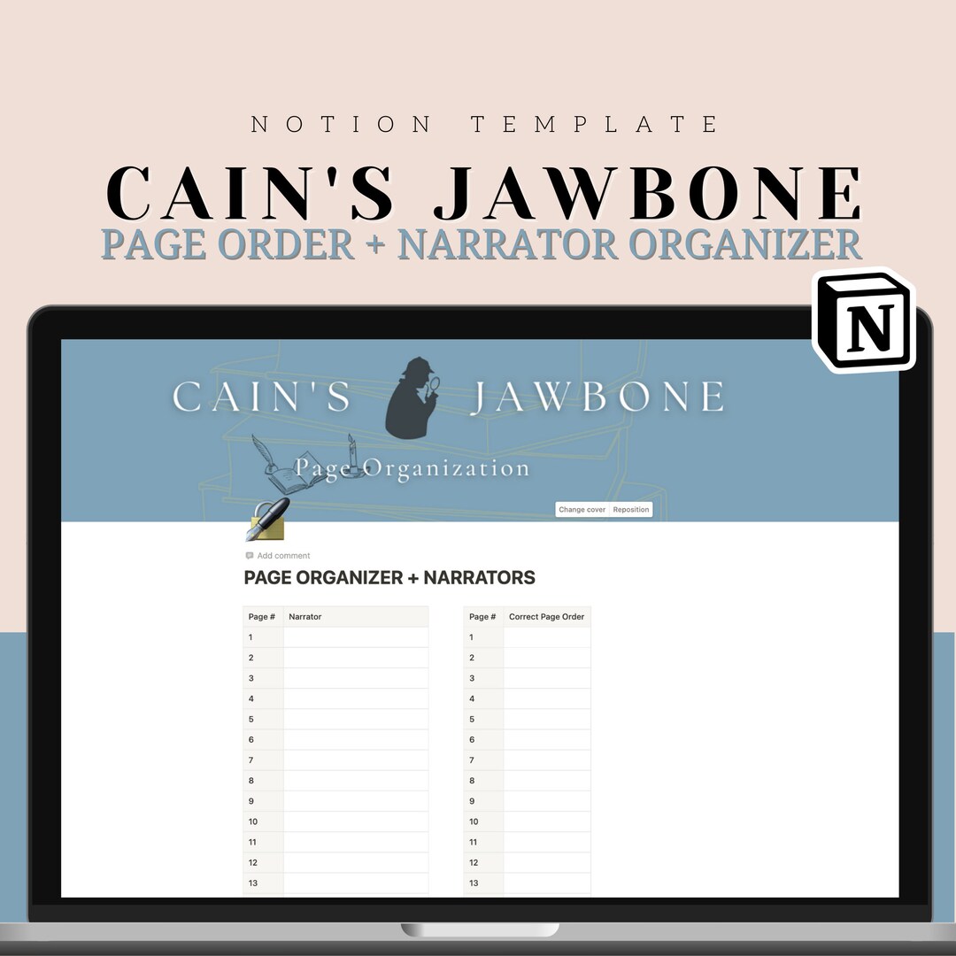 Page Order Narrator Tracker Organizer for Cain's Jawbone Etsy