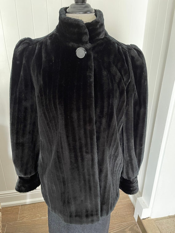 Chic 1980’s Black Faux Fur Swing Coat