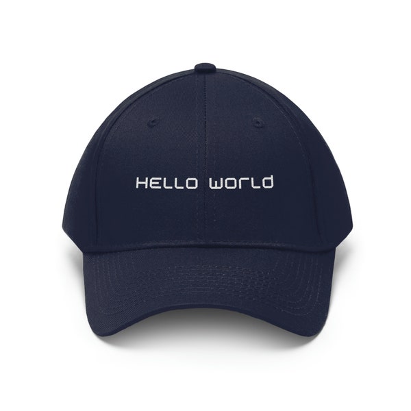 Tech Hat “Hello World” | Embroidered Baseball Cap Hats Caps computer science software engineer developer coder programmer gift