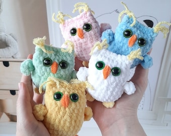 Crochet PATTERN Owl, no sew, Amigurumi tutorial PDF in English, Christmas decor