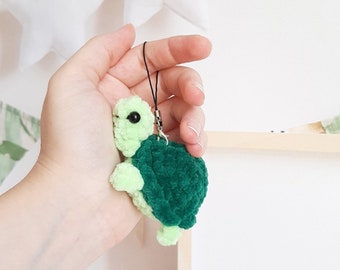 Schema per portachiavi a forma di tartaruga all'uncinetto, senza cuciture, tutorial Amigurumi in PDF in inglese