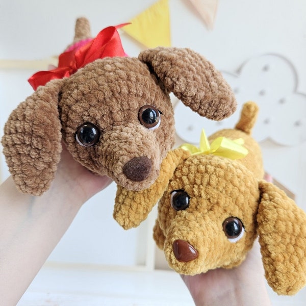Crochet PATTERN Dachshund puppy dog, Amigurumi tutorial PDF in English, crochet pattern PDF Christmas gift  Baby shower dog crochet pattern