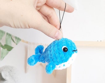 Crochet PATTERN Whale keychain, no sew, Amigurumi tutorial PDF in English